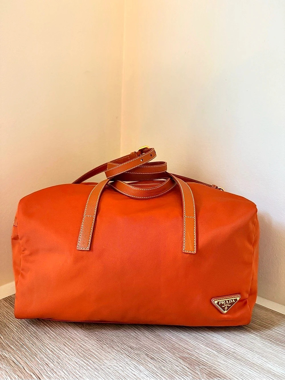 Prada Nylon Travel Bag in Orange NWT